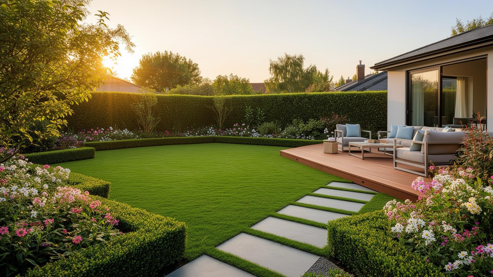 Professionell gestalteter Traumgarten nach der Umgestaltung